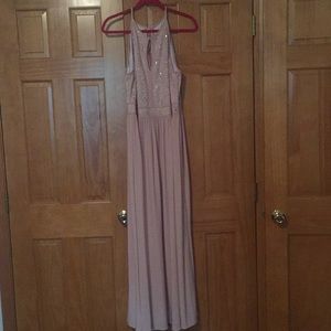 Blush Halter Keyhole With Jersey Skirt Dress